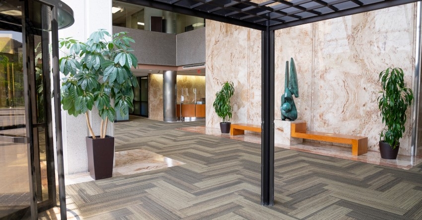 305 Milner Avenue Entrance Lobby with Trees and Benches