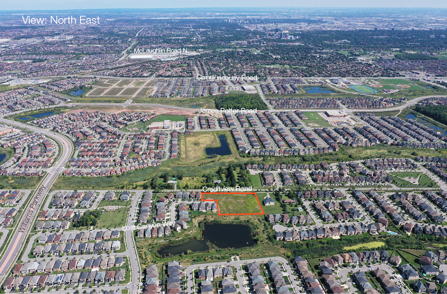 Creditview Lands Northeast view with property outline