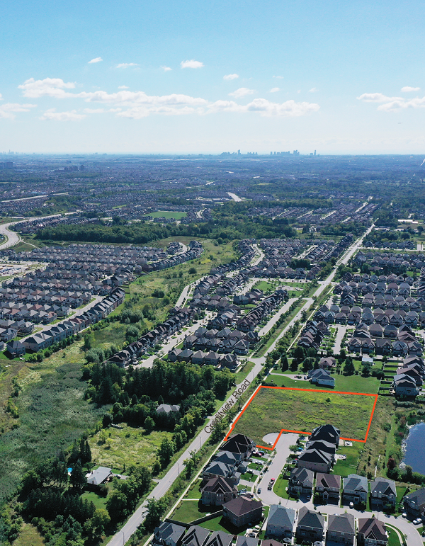 Creditview Lands Aerial view with property outline