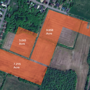 Aerial outline of land available for sale on Caroline Street
