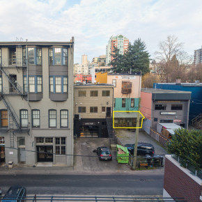 121 East 1st Street exterior with property outlined