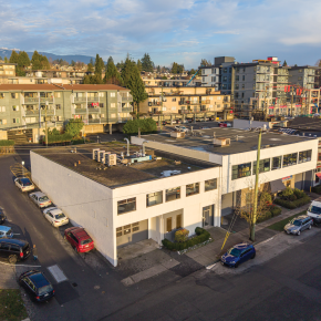 238-240 East 1st Street Aerial showing front entrance and side
