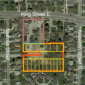 Aerial of land at 1015 King Street E, Oshawa
