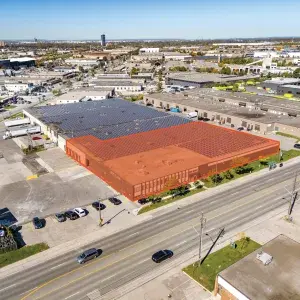 3636 Weston Road aerial view of building with orange outline of available space