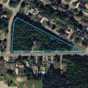 Google Earth Aerial of Land Parcel outlined in blue