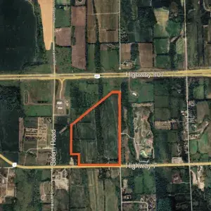 Aerial of Land Site with outline of property