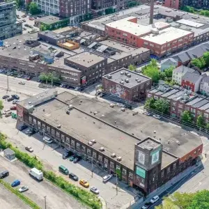 401 Logan Avenue building exterior drone shot