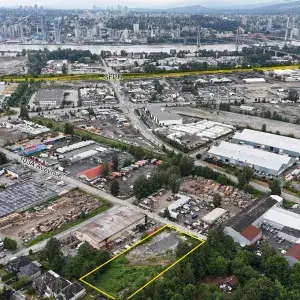 12258 103A Avenue aerial with property outlined and highways indicated