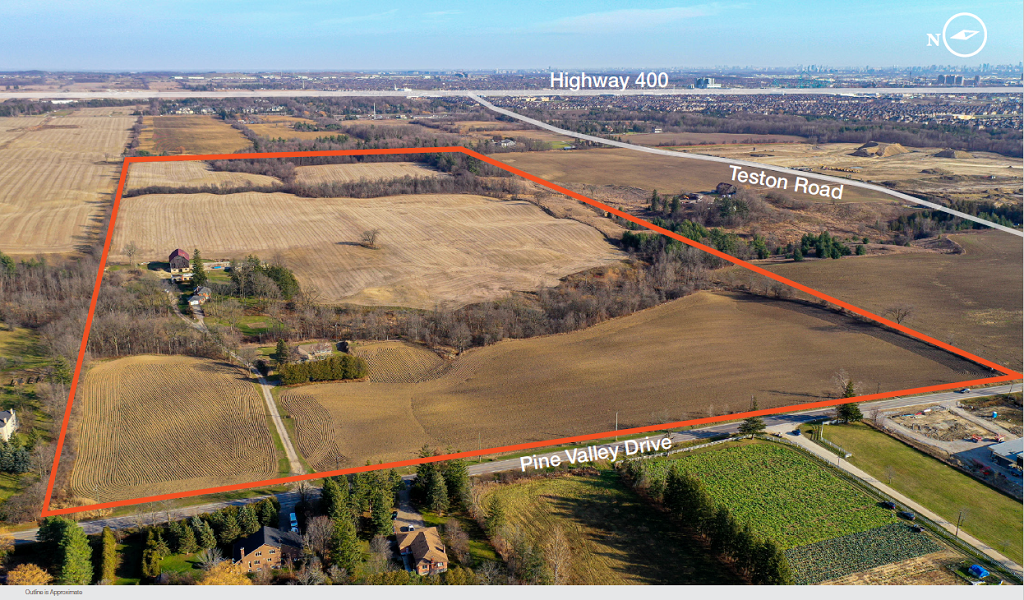 11011 Pine Valley Drive Aerial with Lot Area Outlined