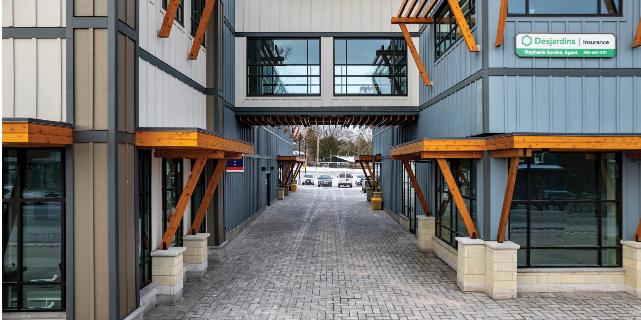 72 Baldwin Street stone walkway between the building to parking lot
