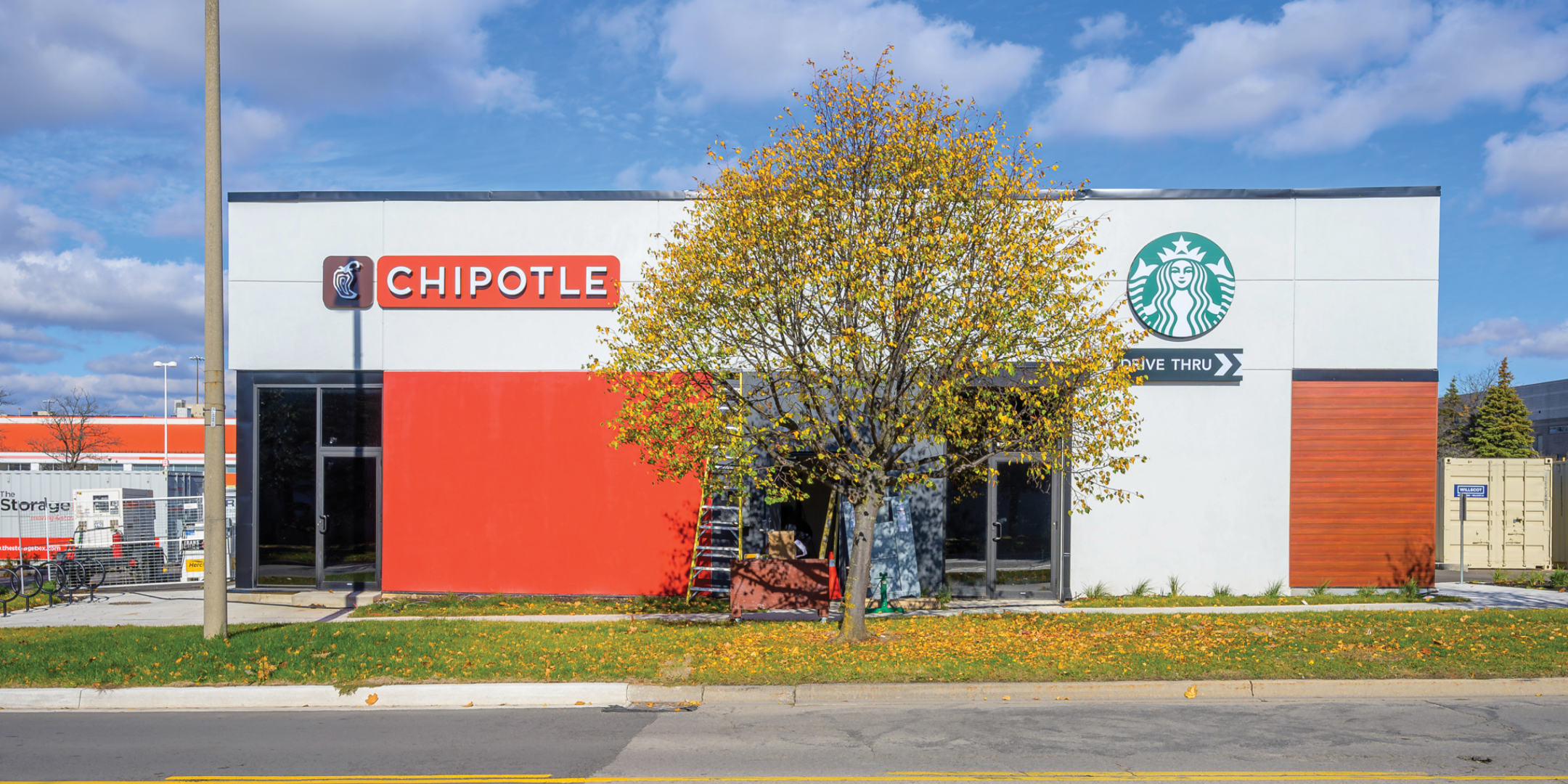 Exterior building image of 110 Martindale Crescent showing Starbucks and Chipotle
