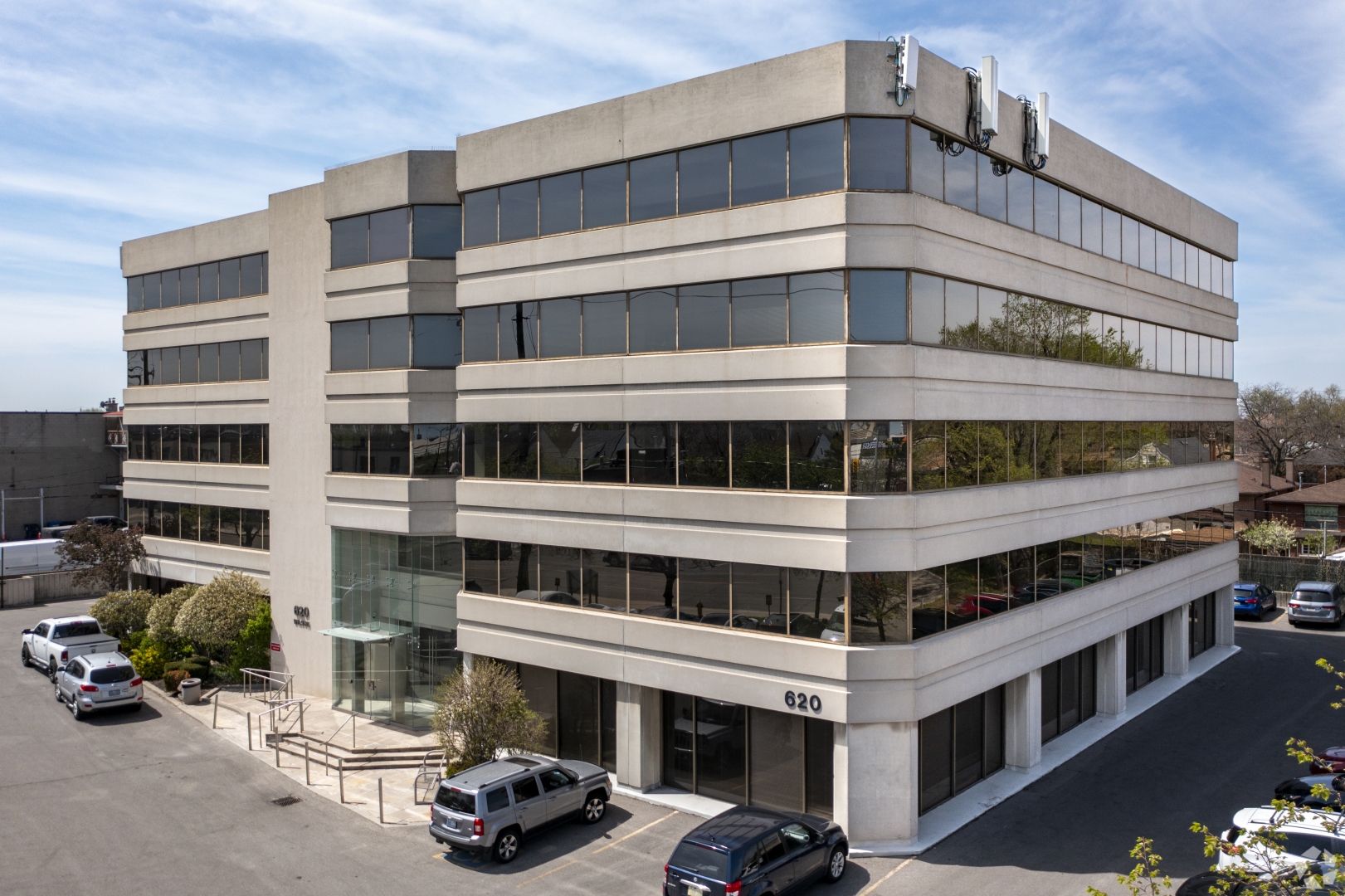 Exterior Building Photo of 620 Wilson Avenue overlooking parking and front entrance