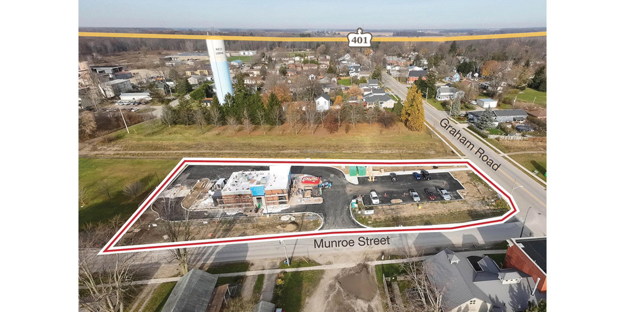 244 Graham Road Tim Hortons Property Outline with Highway 401