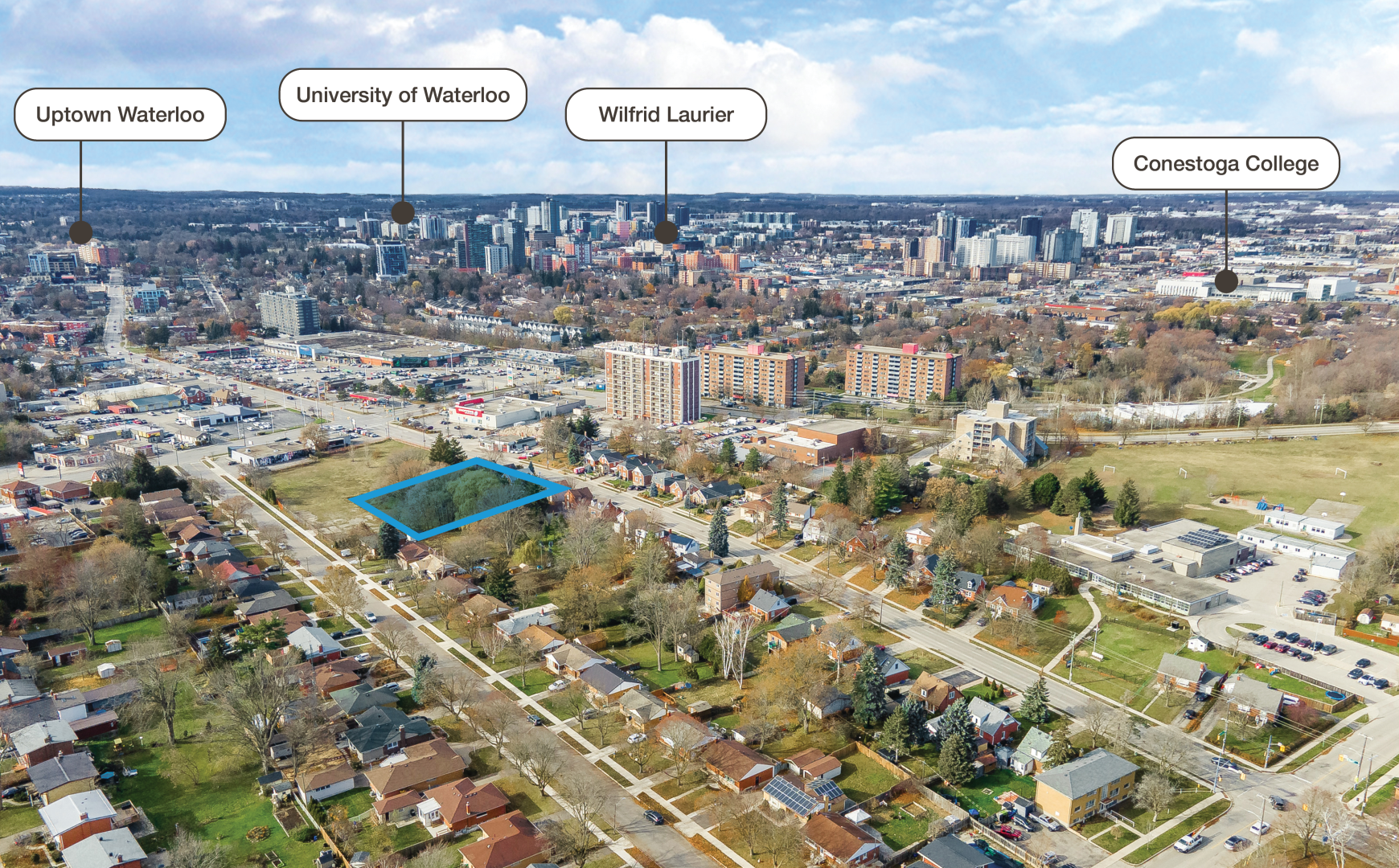 Aerial of 125-131 Bridgeport Road E and Surrounding Area