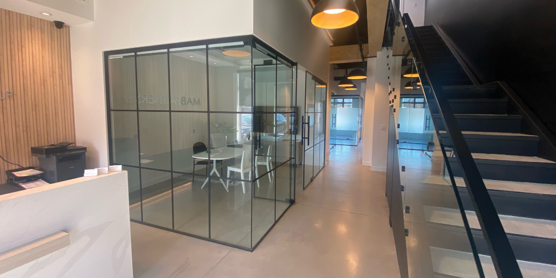 74 Jutland Road interior entrance with glass walled meeting room