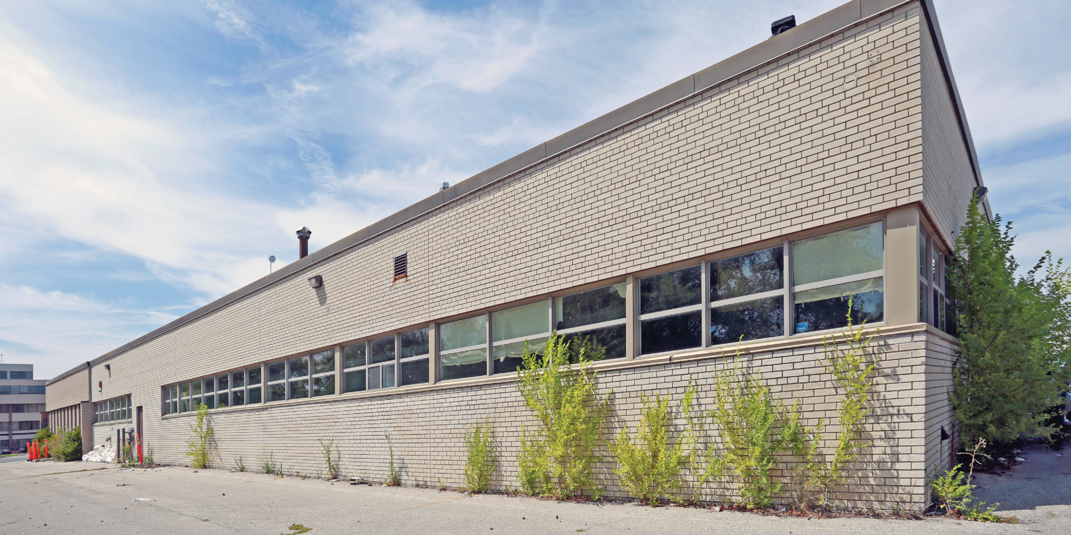 55 Gervais Drive Back of Building with lots of windows