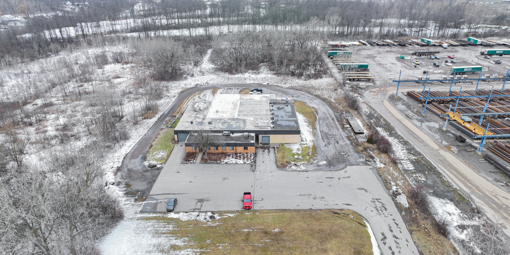 7885 Stanley Avenue Aerial of Building surrounded by open land