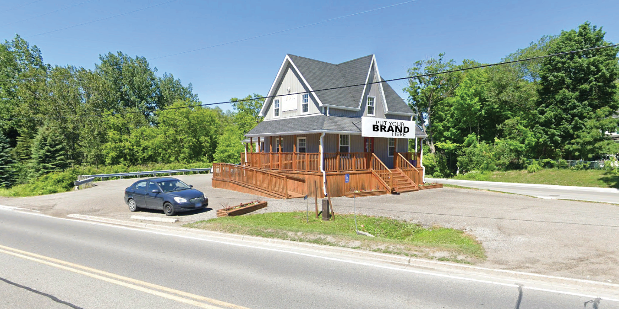 1595 Highway 7A Side of Building with Accessible Entrance Ramp