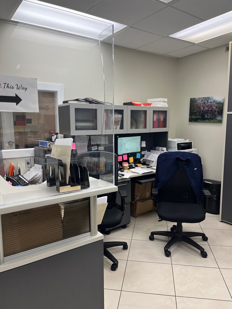Office with a painting on the wall