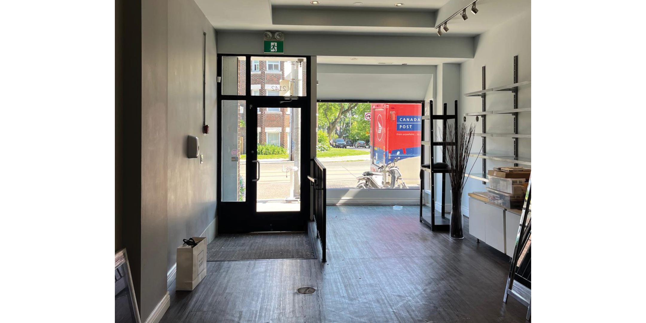 Street view from inside of the store