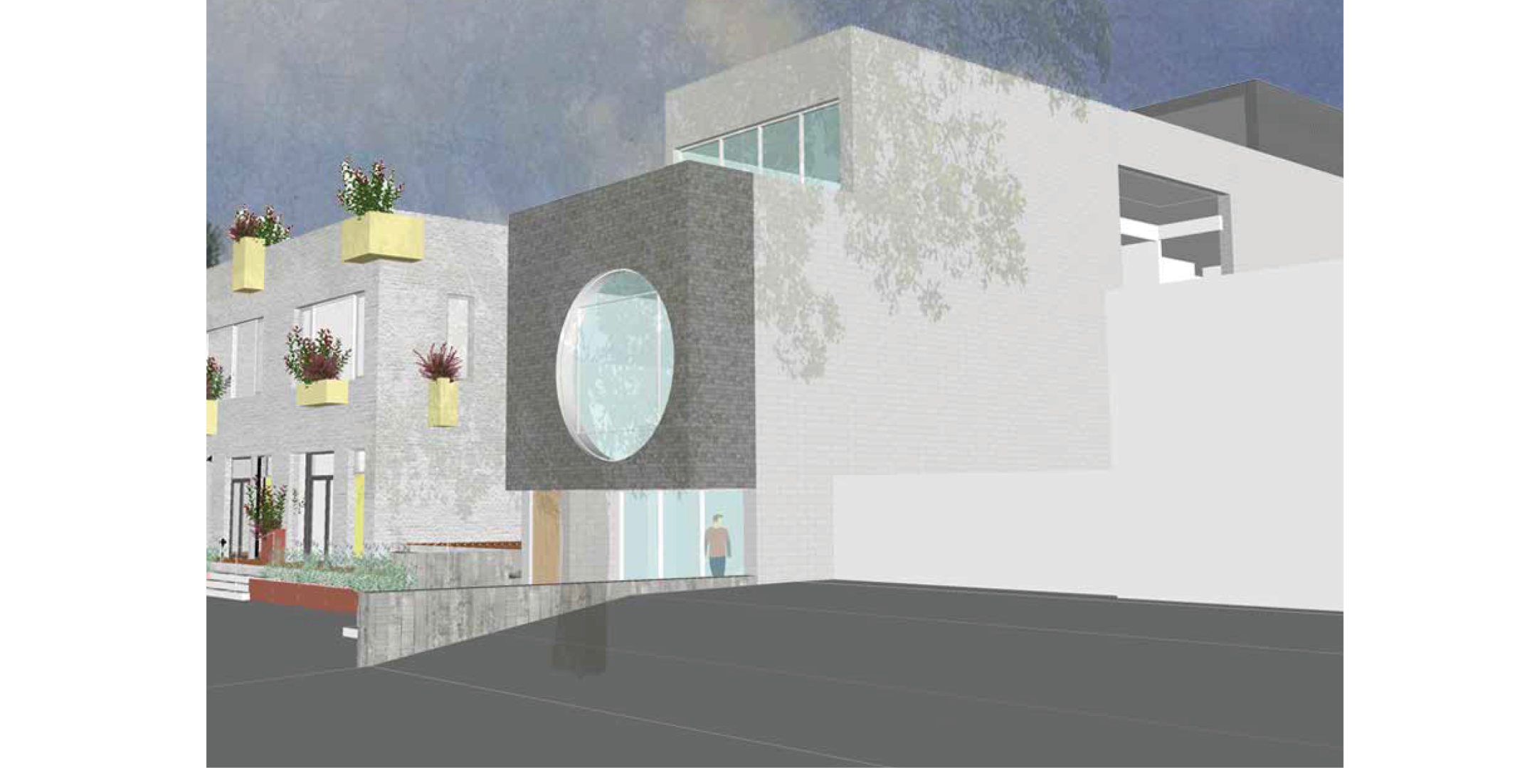 68 Geary Avenue rendering with a big circle window on 2nd floor