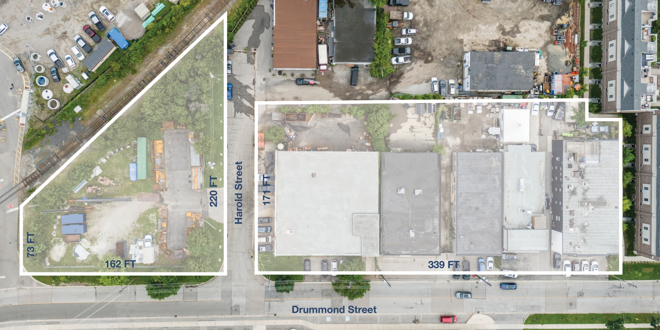 12-50 Drummond Street aerial view of area highlighted