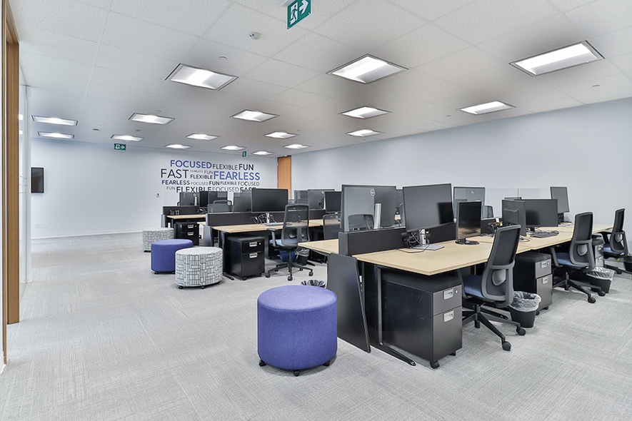 181 Bay Street Open office area with purple stools