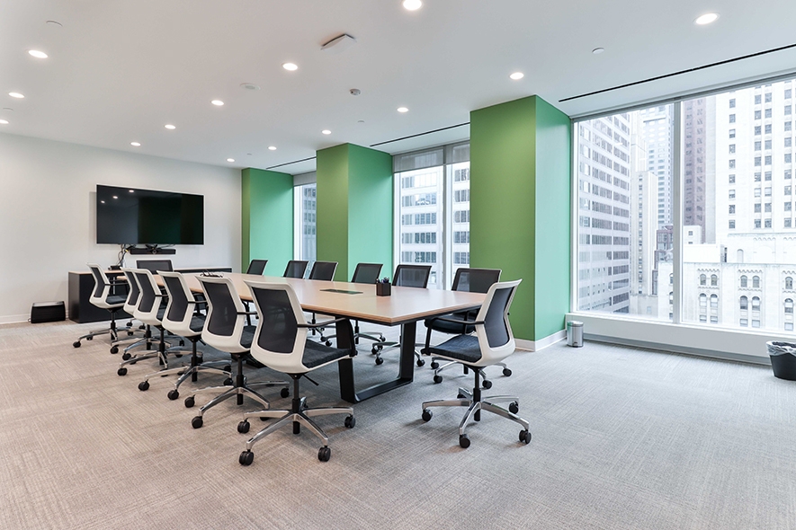 181 Bay Street Boardroom with big windows and TV