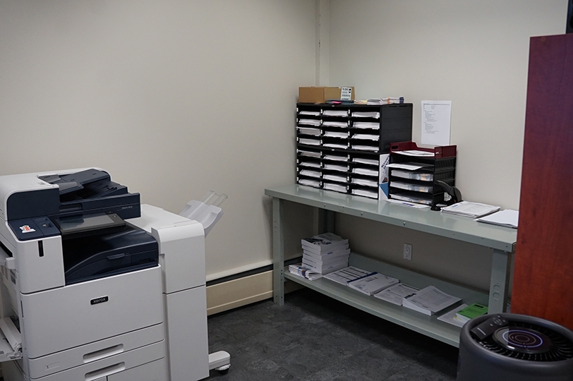 500 Parkdale Avenue N print room with printer and organizers