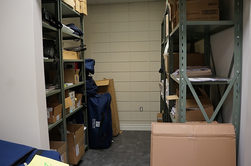 500 Parkdale Avenue N storage room with shelfs and boxes