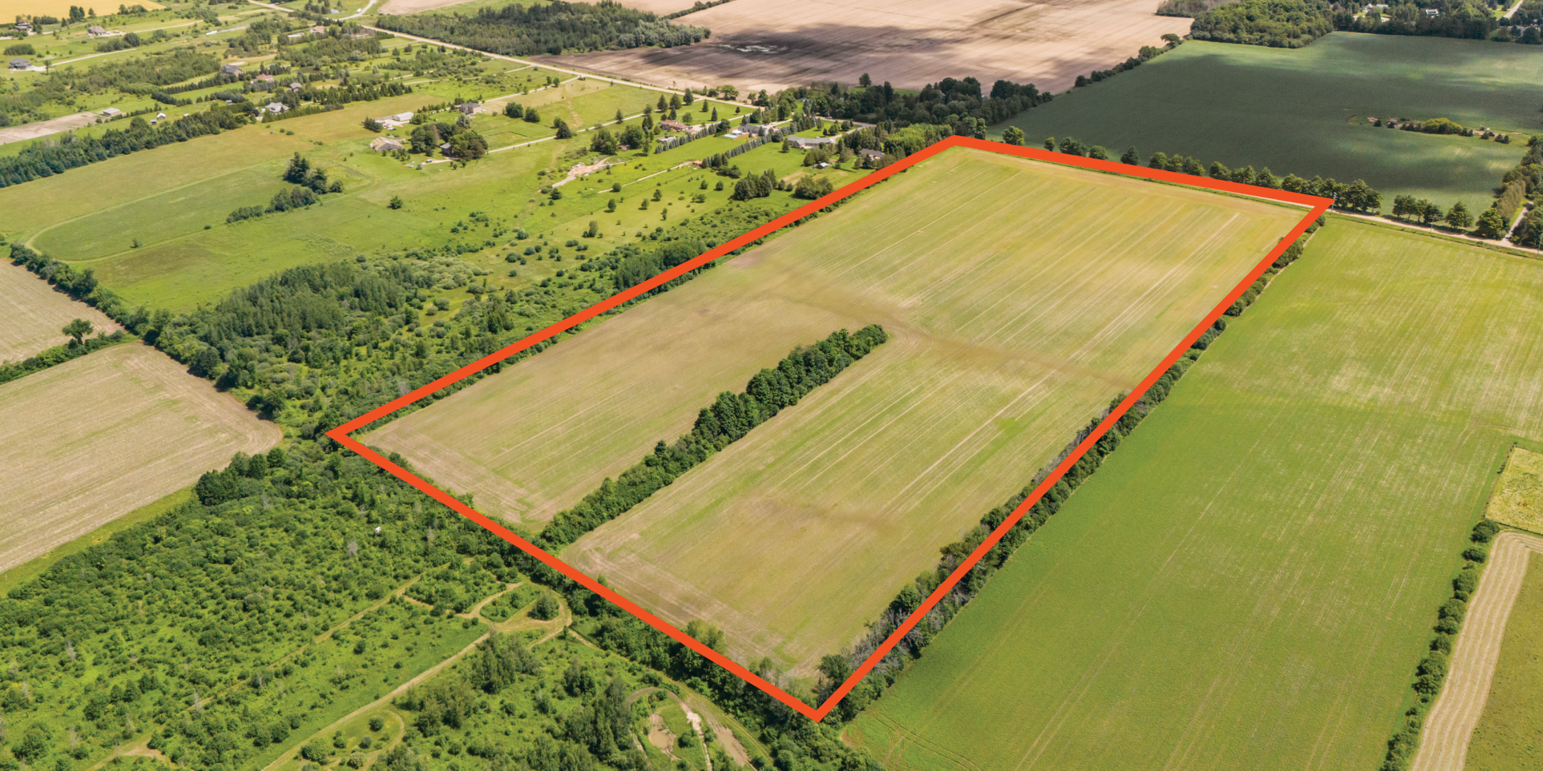 Aerial of 2nd Line land with property outlined