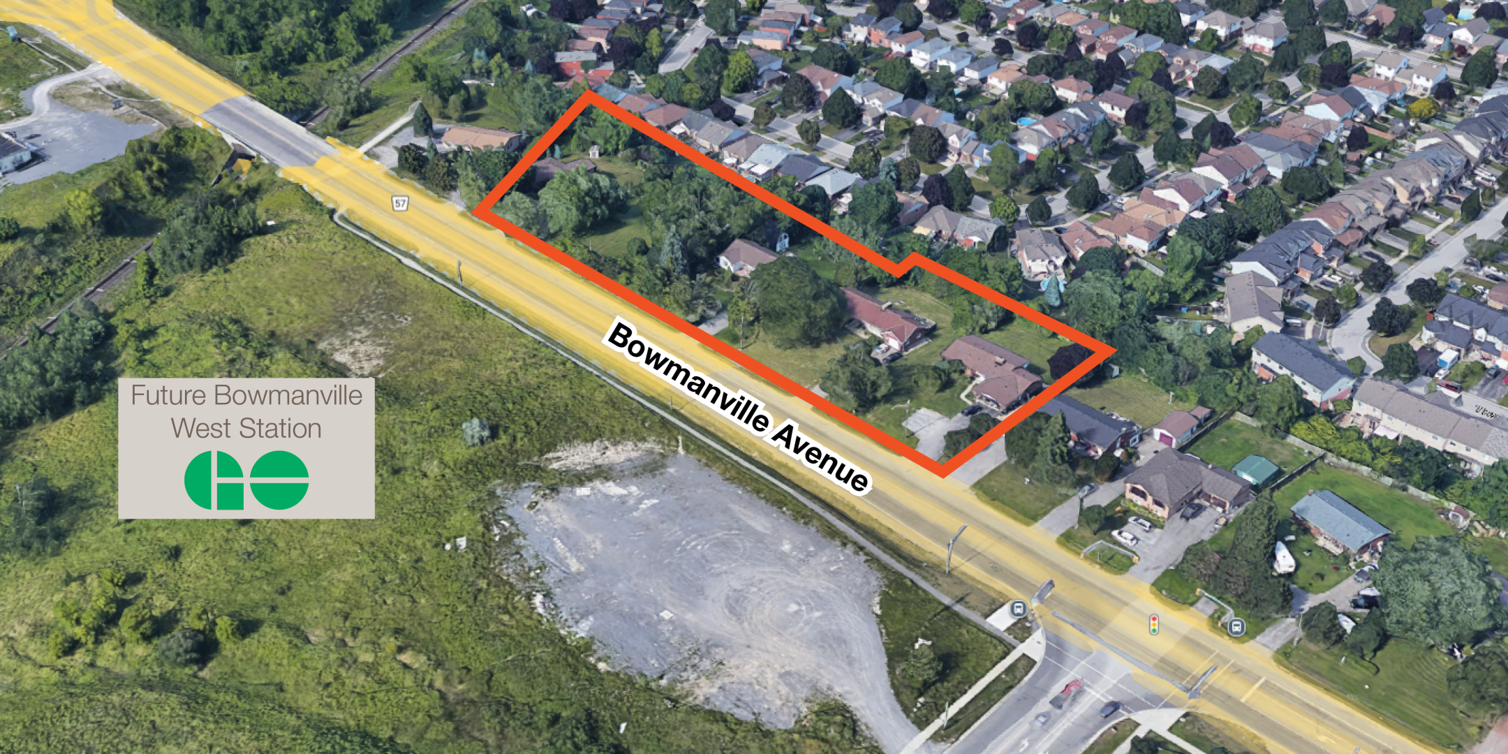 1685 1755 Bowmanville Avenue Property Outline near Bowmanville Avenue with future GO Station location