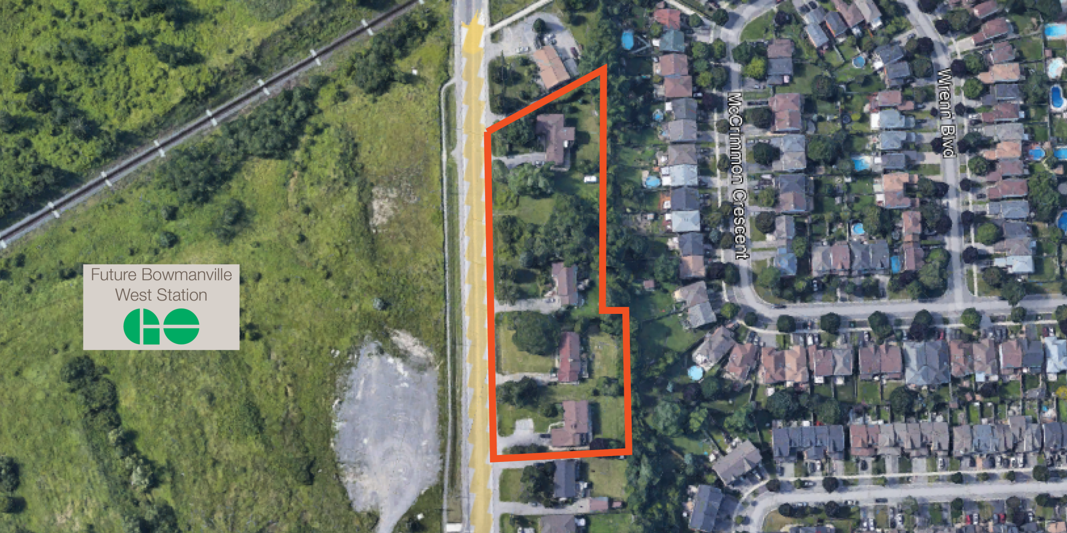 1685 1755 Bowmanville Avenue Property Outline near Bowmanville Avenue with future GO Station location
