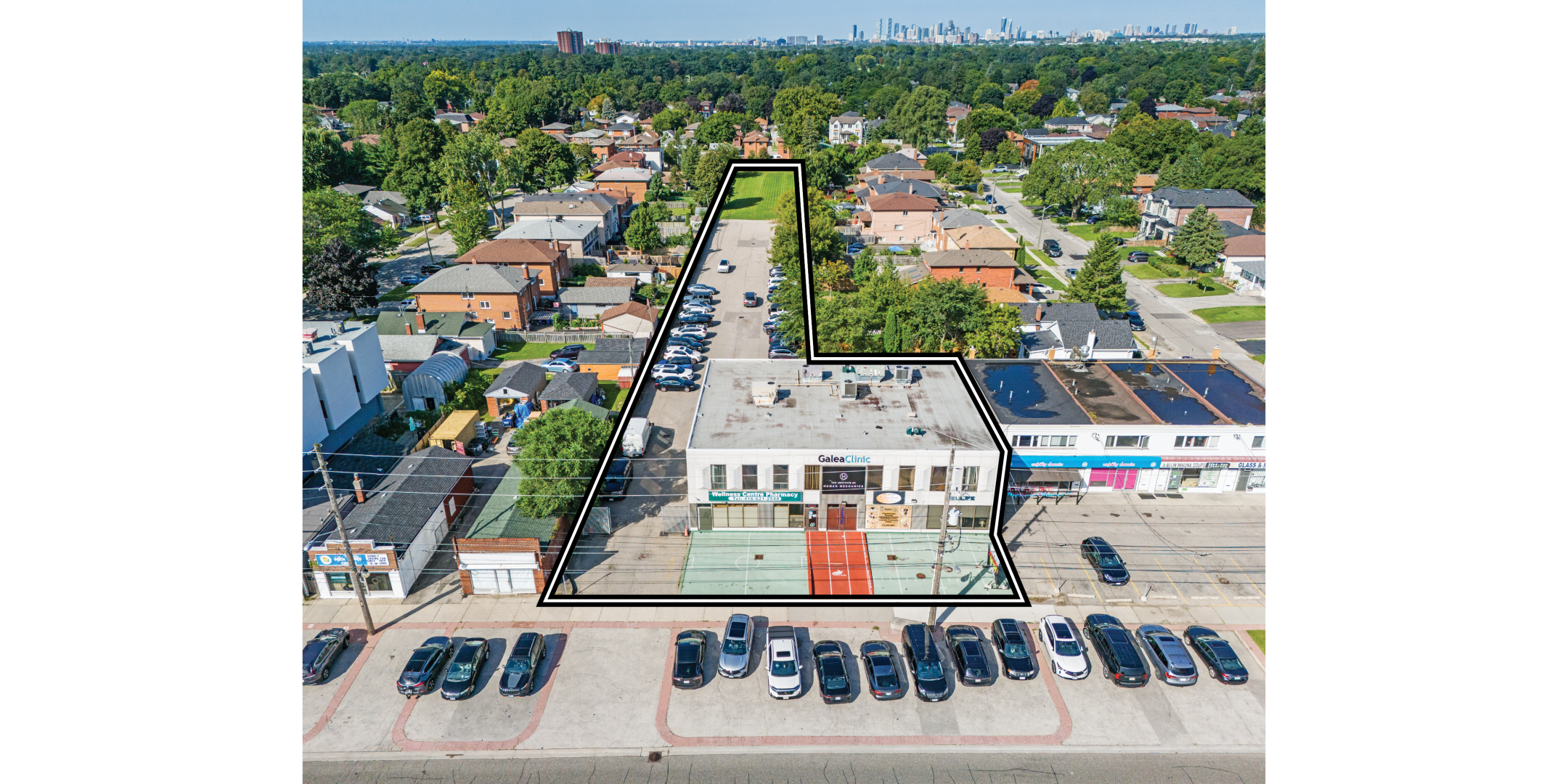 230 Browns Line Building with Property Outline