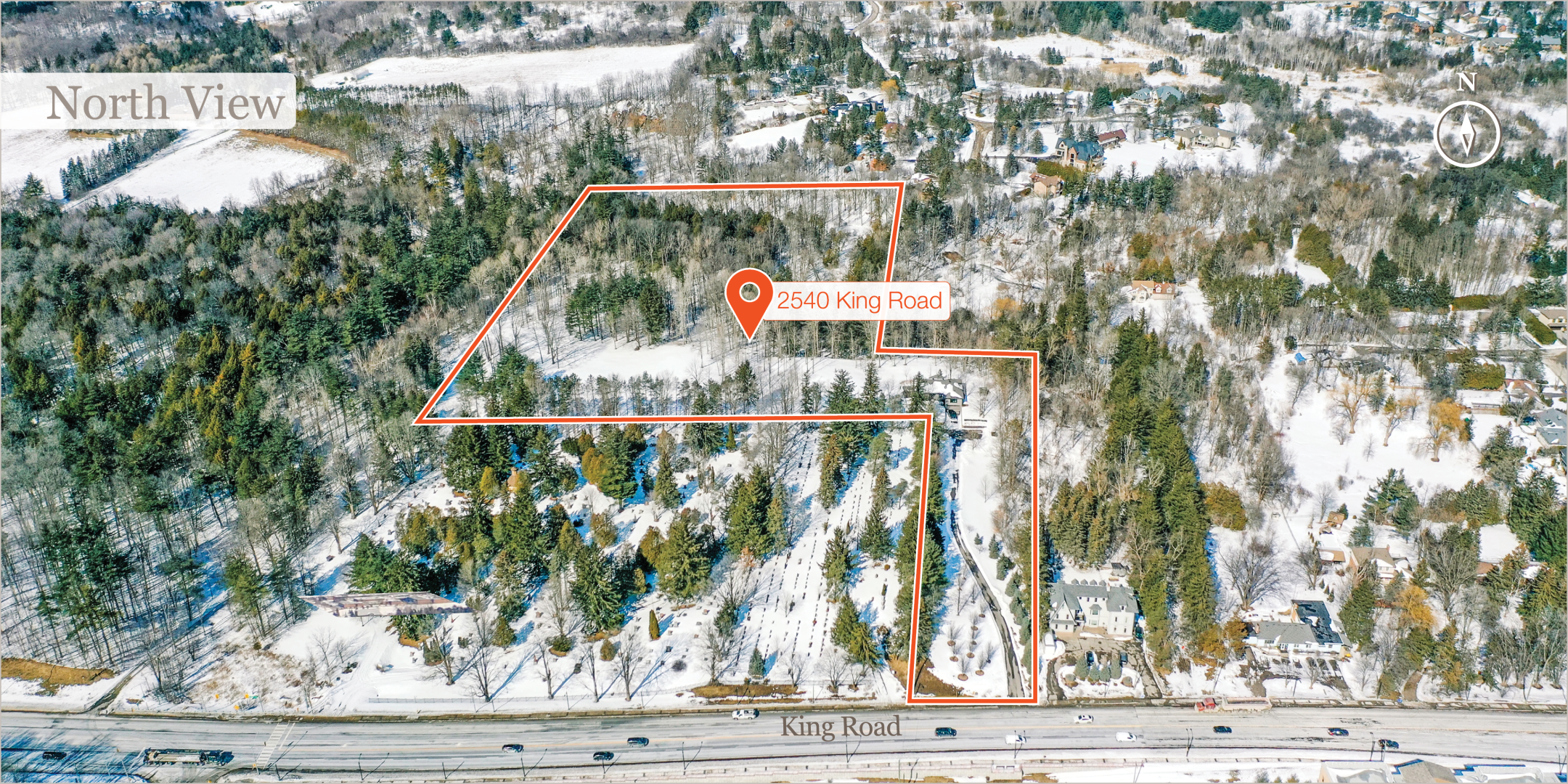 2540 King Road North view aerial shot 