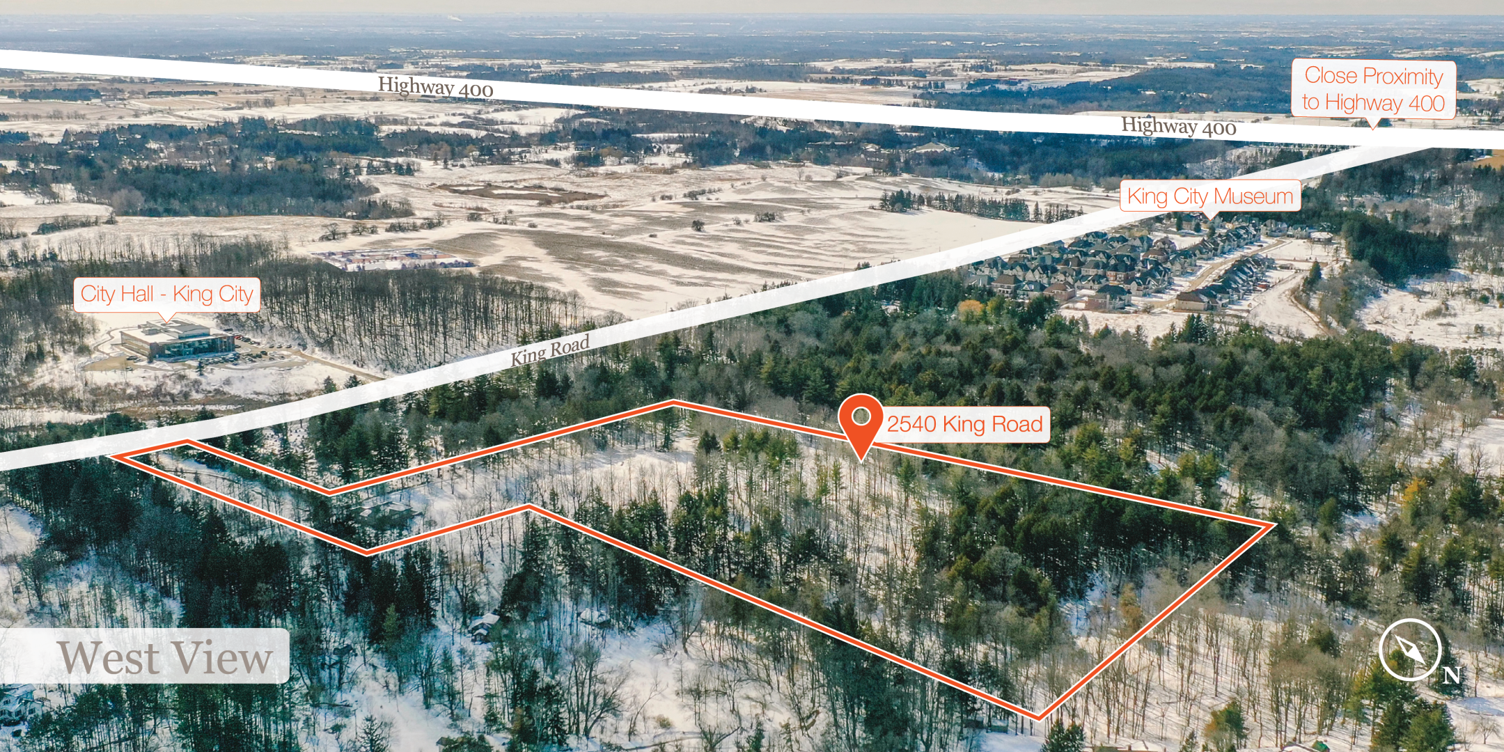 2540 King Road West view aerial shot 