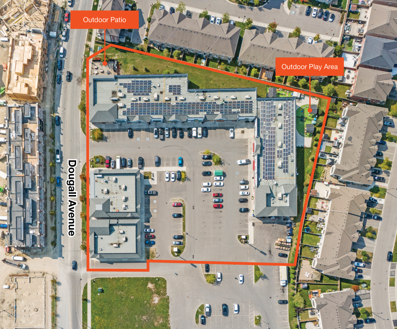 Aerial view of Aerial view of 12550, 12560, 12570 Kennedy Road showing the property outline