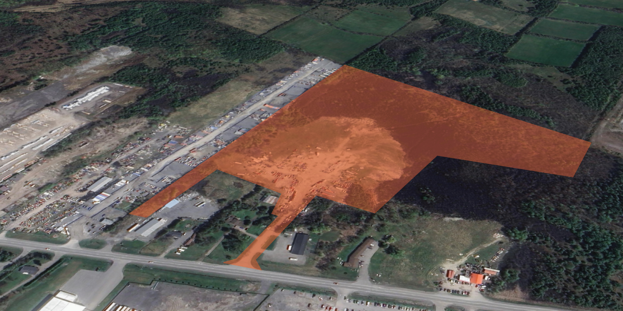 Aerial outline of land available for sale at 6625 Bank Street