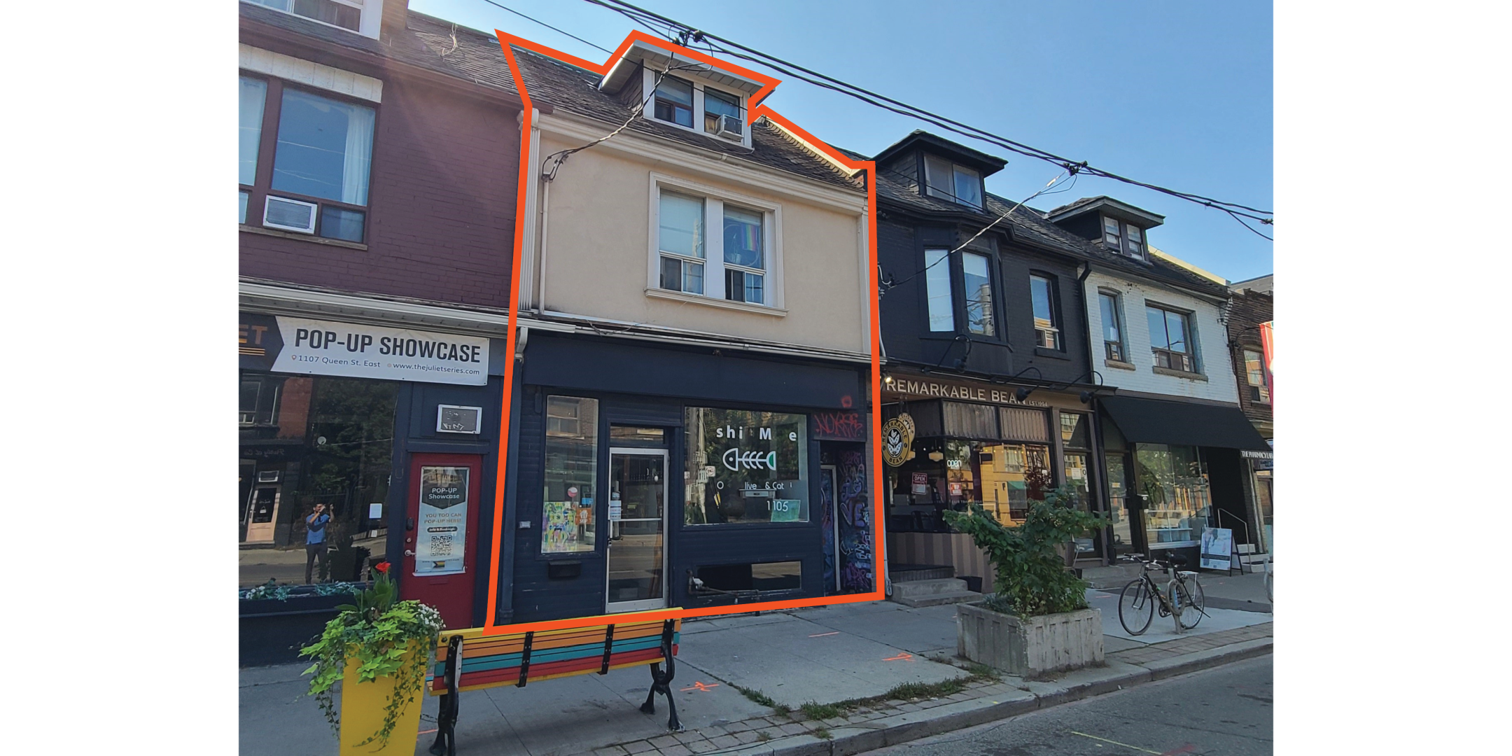 1105 Queen Street E Building with Property Outline