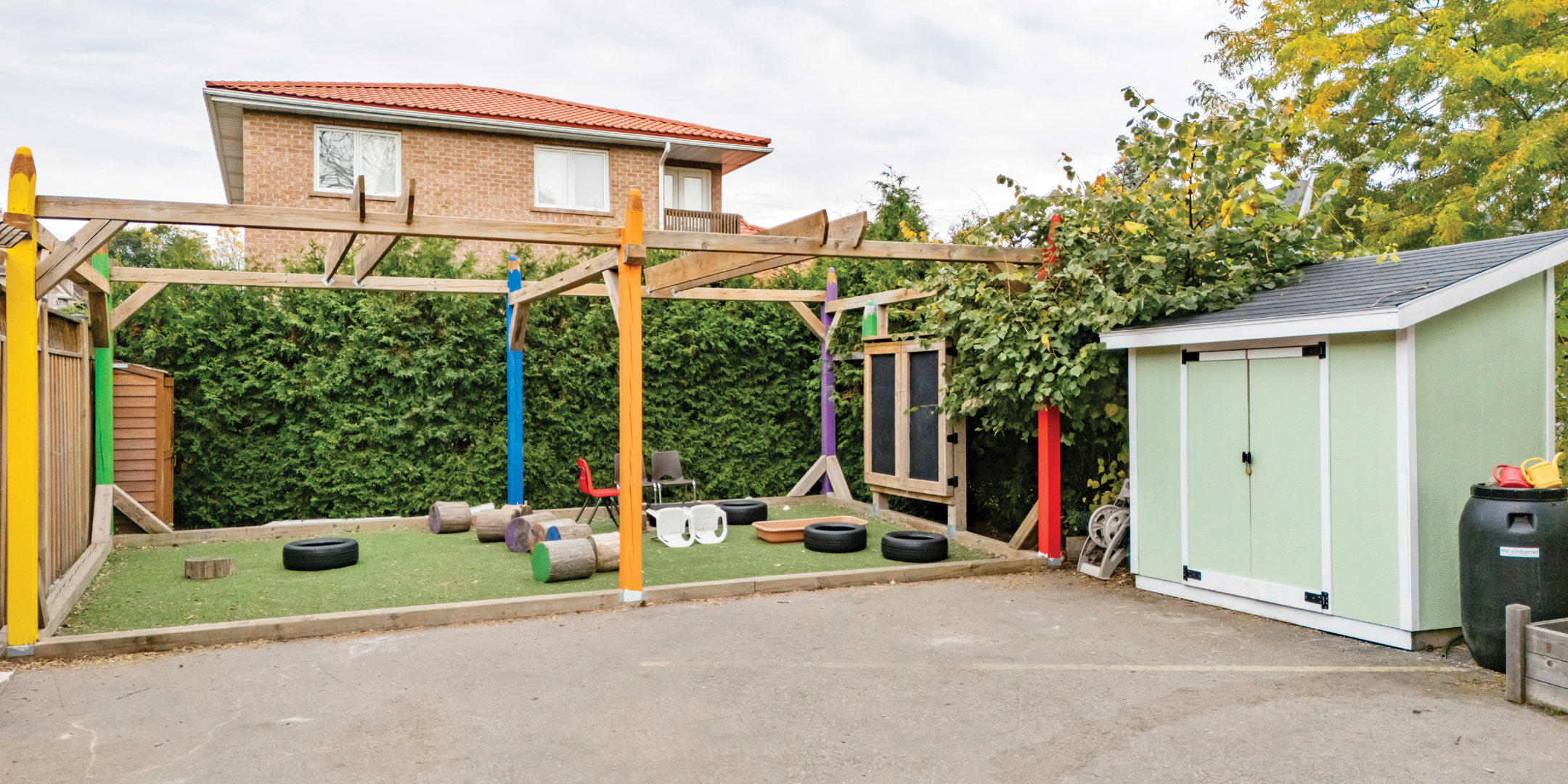3962 Bloor Street W exterior view of play area with shed