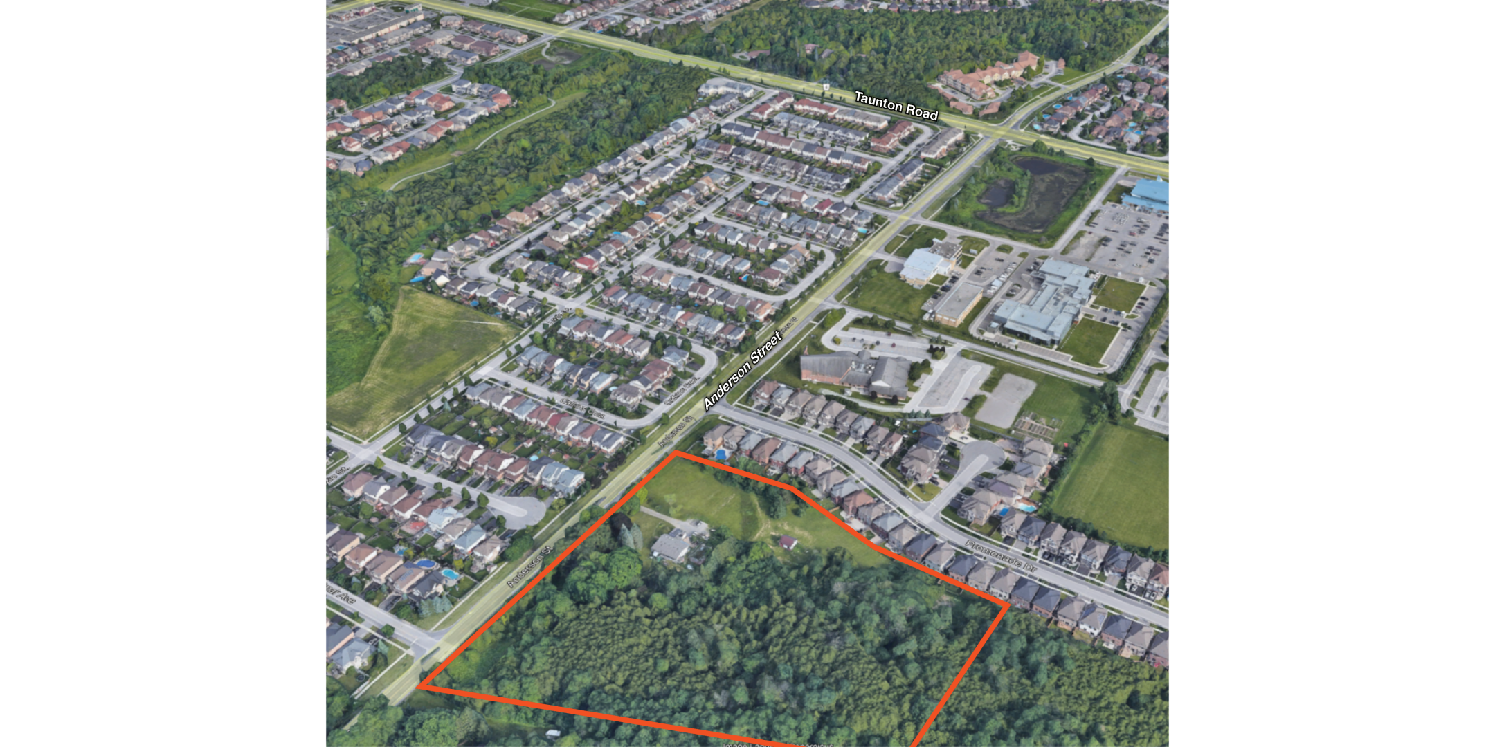 4300 Anderson Street Aerial with Property Outline