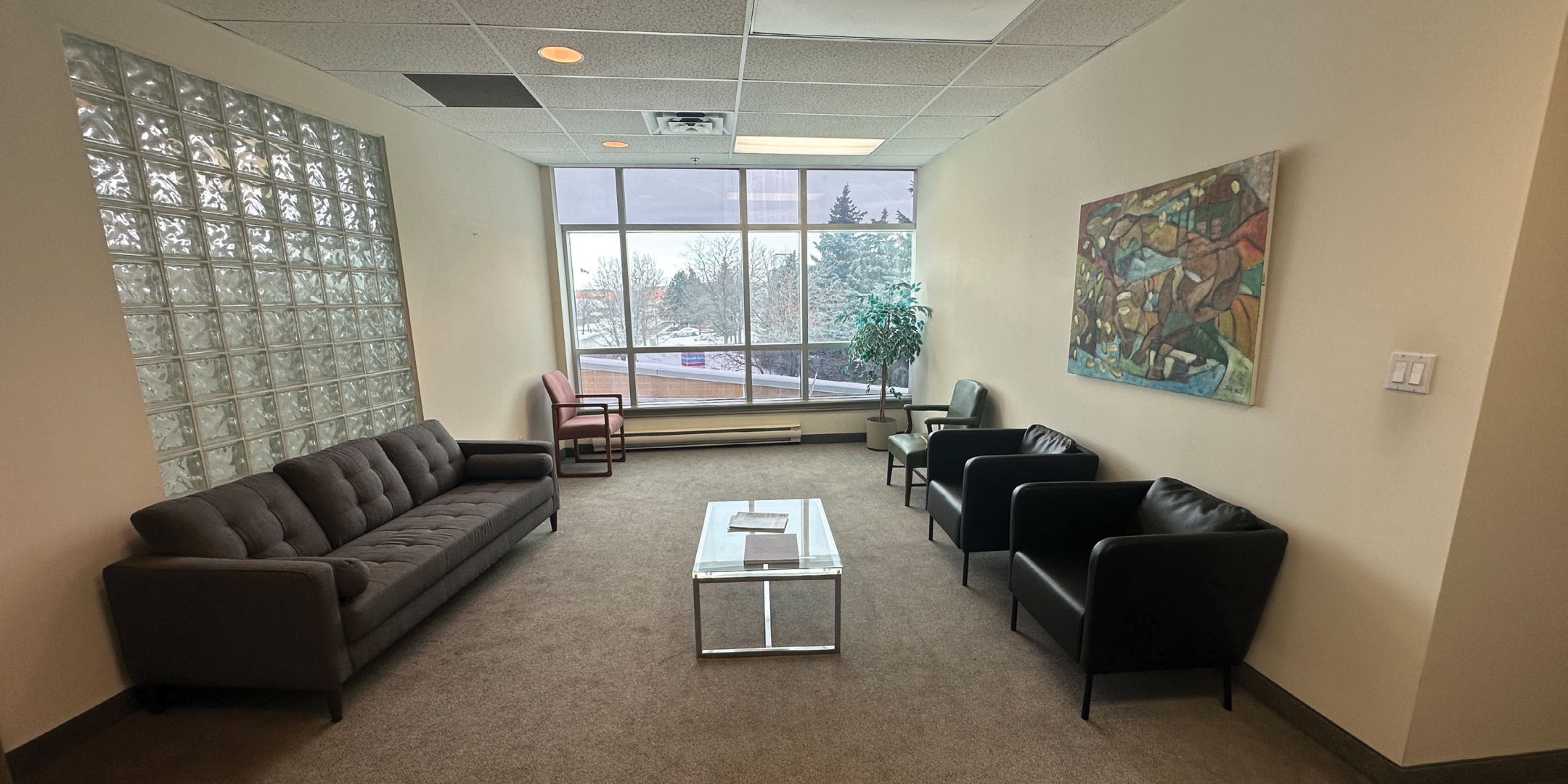 51 Four Valley Drive Lounge Area with two sofas, coffee table and large window