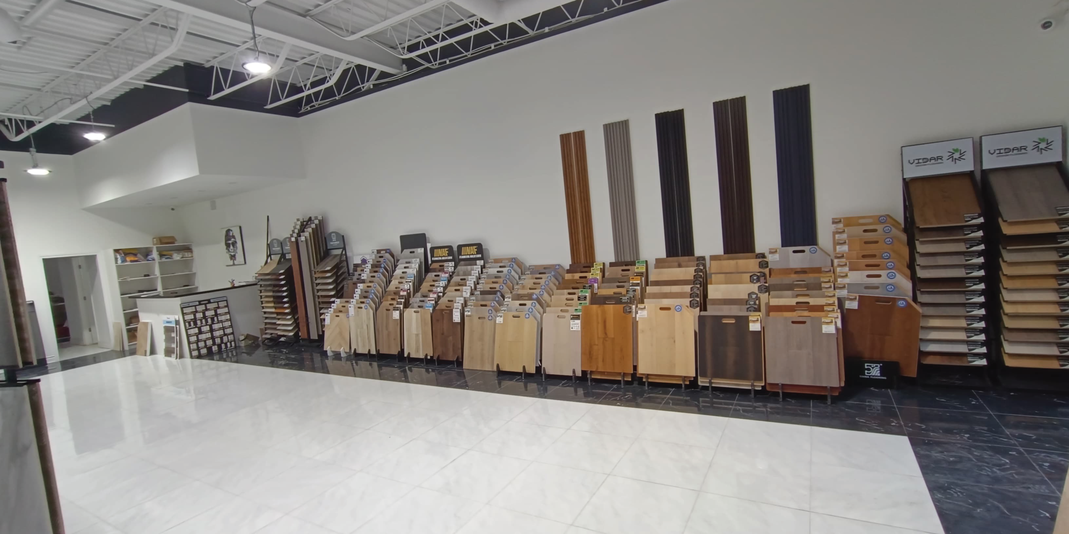 15 Sheldon Drive Interior Showroom with different styles and materials for floors and walls