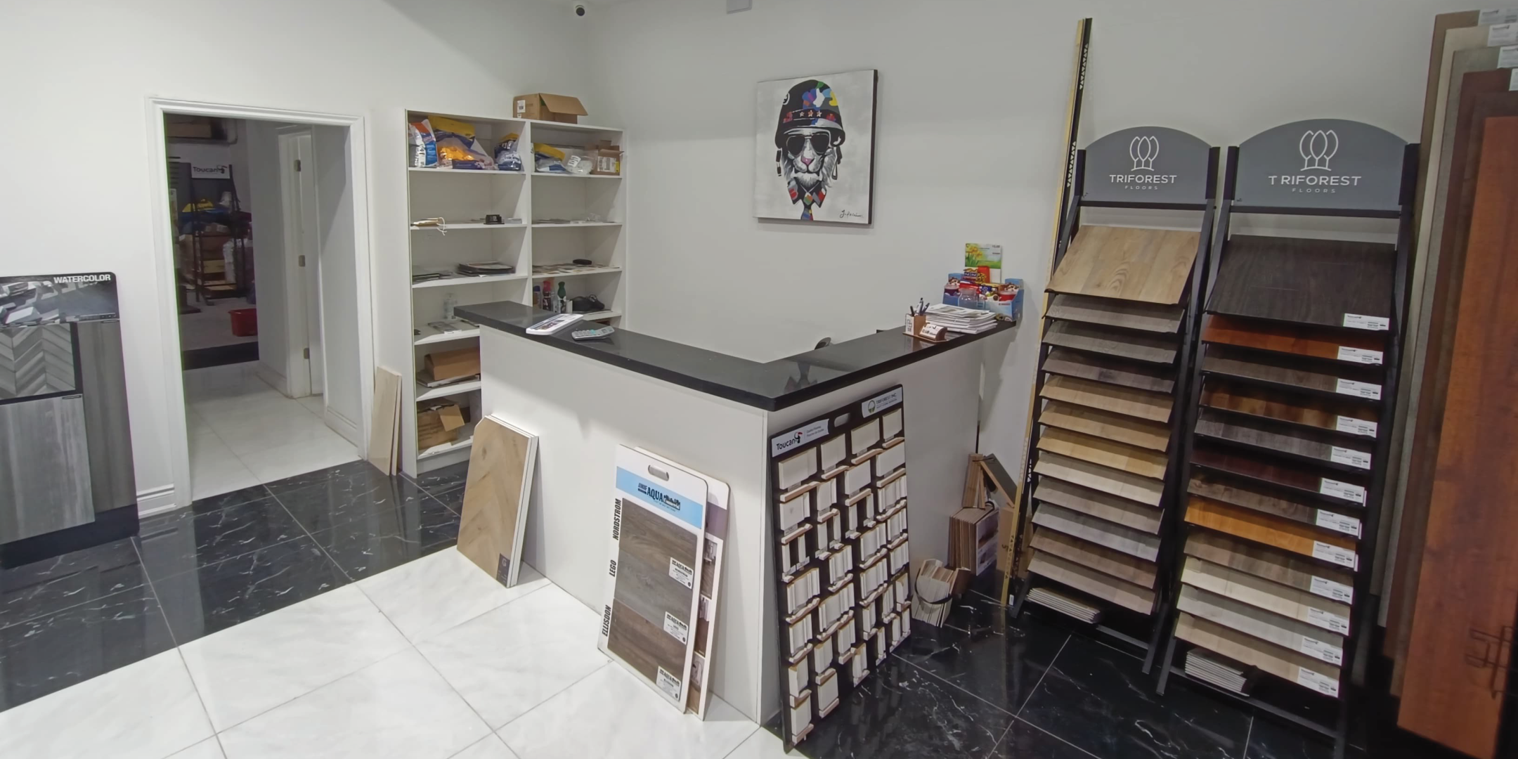 15 Sheldon Drive Interior Showroom with different styles and materials for floors and walls