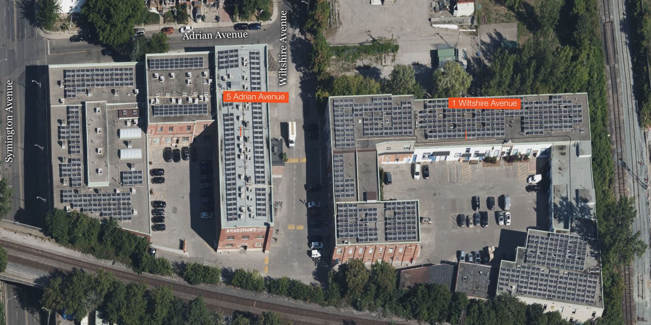 5 Adrian Avenue & 1 Wiltshire Avenue aerial with properties and streets indicated