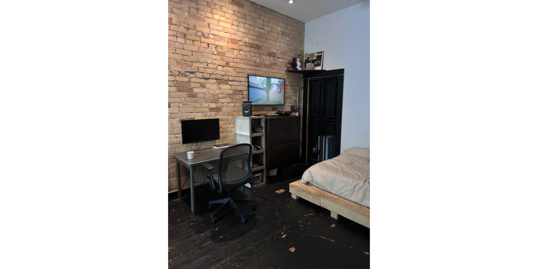 781 Queen Street E Apartment Area Office with desk, chair and storage
