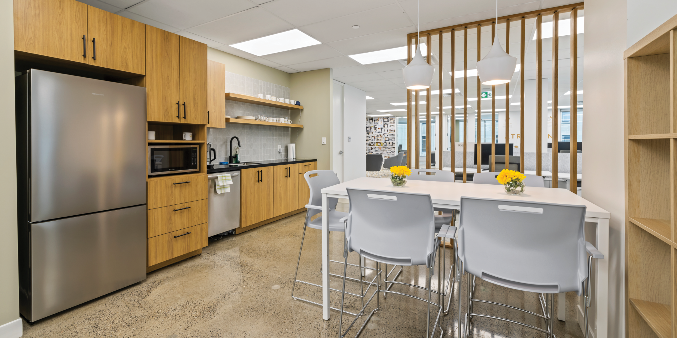 11 King Street West kitchen with big fridge 