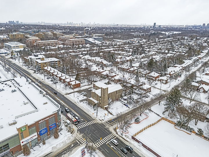 1847 Bayview Ave aerial view of the main roads