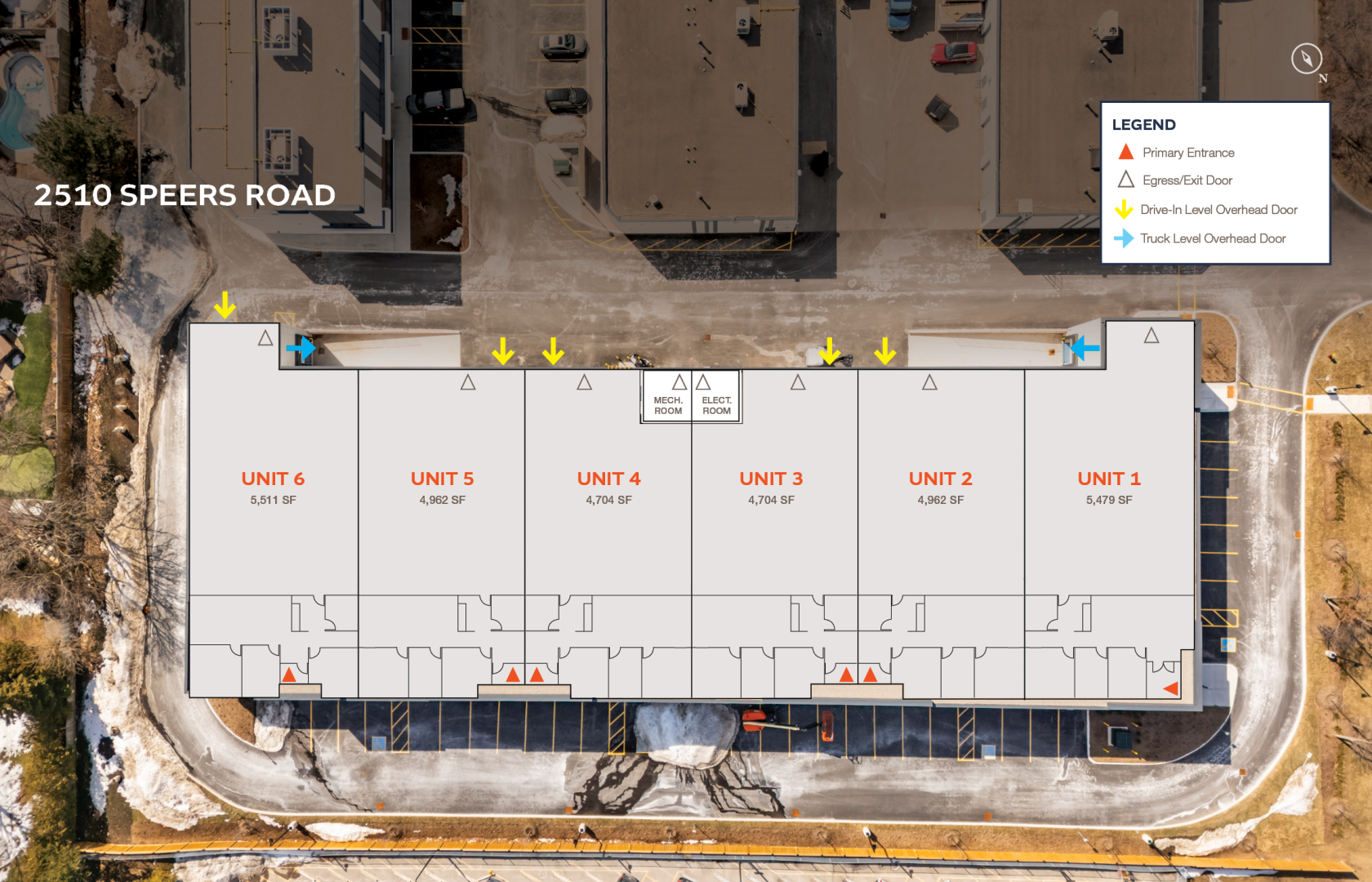 2510 Speers Road Site Plan Aerial Birds Eye View