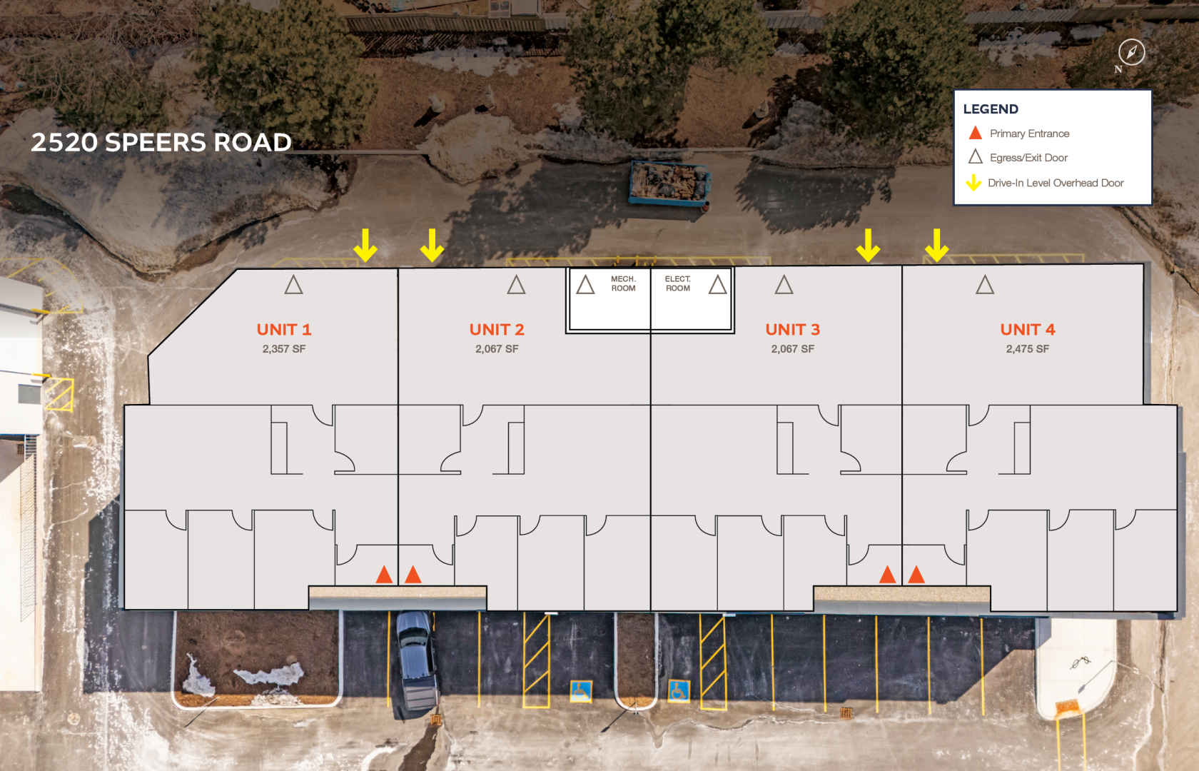 2520 Speers Road Site Plan Aerial Birds Eye View